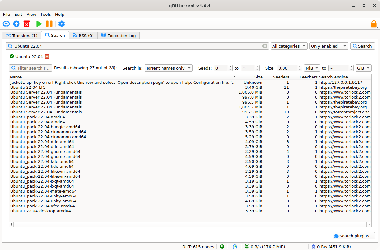Search interface screenshot